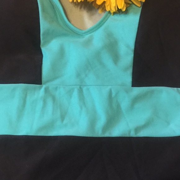 ❌DONATED❌Black Light Blue Trim Deep V Lined One Piece Swimsuit - Picture 6 of 8